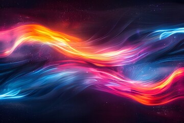 Wall Mural - Vibrant Abstract Waves of Color in a Cosmic Background