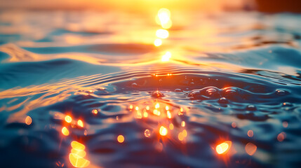 Wall Mural - shimmering water surface with sun reflections, summer background