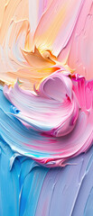 Wall Mural - The painting is a colorful abstract piece with a blue and pink swirl