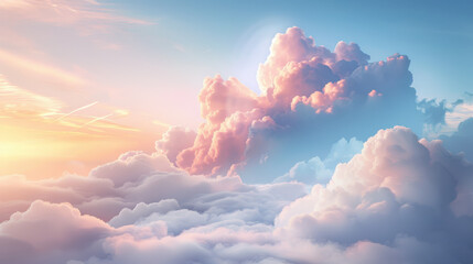 Wall Mural - A beautiful blue sky with a few clouds and a pinkish hue