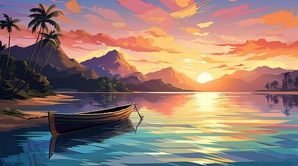 Wall Mural - A small boat in the water