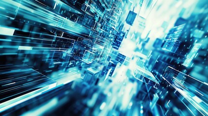 Abstract techy background featuring blue and white digital elements, creating a sleek and high-tech look.