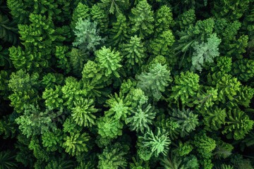 Wall Mural - A lush green forest with many trees