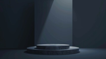 Wall Mural - minimal background with a dark blue gradient and an empty podium for a product presentation mock up