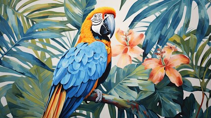 Sticker - Blue Macaw parrot