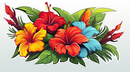 Wall Mural - Tropical flowers design 