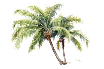 Wall Mural - palm tree swaying gently in the breeze, its fronds rustling like whispers of the tropics on white ba