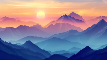 illustration of mountain views with purple and blue gradations