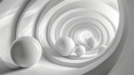 Wall Mural - a series of white spheres are arranged in a spiral pattern