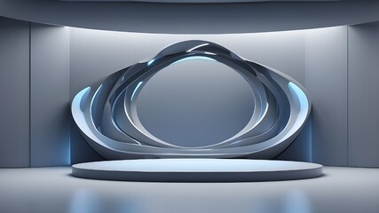 for product presentations, a universal abstract futuristic gray-blue background with integrated ligh
