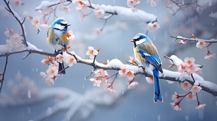 Poster - bird on a branch