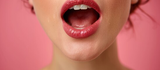 Sticker - Close-up of Open Mouth with Red Lipstick