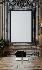 Wall Mural - Elegant living room interior with a large mirror and a decorativ