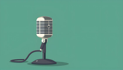 Wall Mural - Mic for singer music and voice recording, Microphone, Podcast Mic with green background