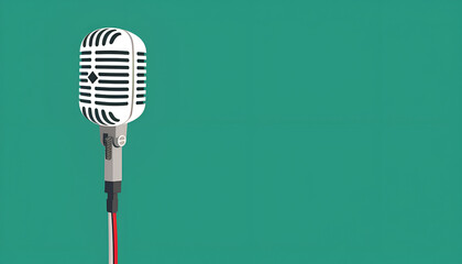 Poster - Mic for singer music and voice recording, Microphone, Podcast Mic with green background