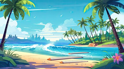 Wall Mural - beach with palm trees