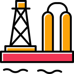 Sticker - Oil Platform Vector Icon