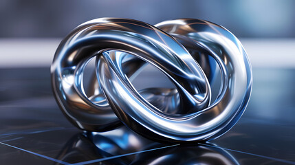 Wall Mural - A futuristic ring made of liquid metal rotating in an empty space. An abstract chrome metal ring.