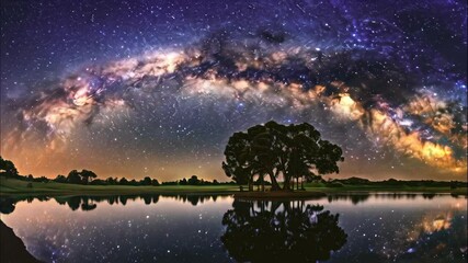 Milky way in the lake 4K