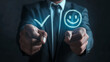 © Furkan - Customer satisfaction survey, smiley face and checkmark sign, Service and product service guarantee, customer service feedback form, excellent survey