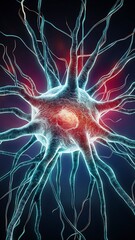 nerve cells 3d render illustration vector background