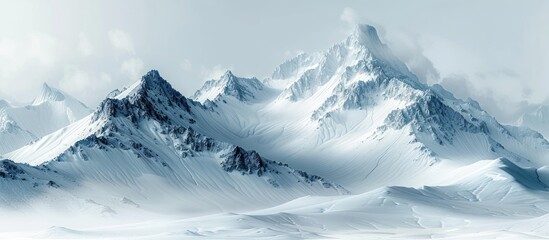 Wall Mural - Snowy Mountain Range Under Cloudy Sky