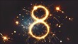 © Ideal & Ideas - Number 8 formed by sparklers, captured with slow shutter speed, glowing trails in the dark.