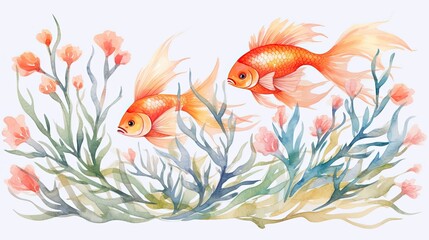 Wall Mural - goldfish in aquarium