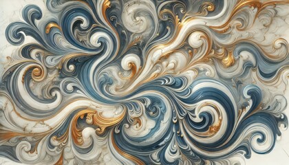 Abstract Swirling Pattern with Gold and Blue Accents.