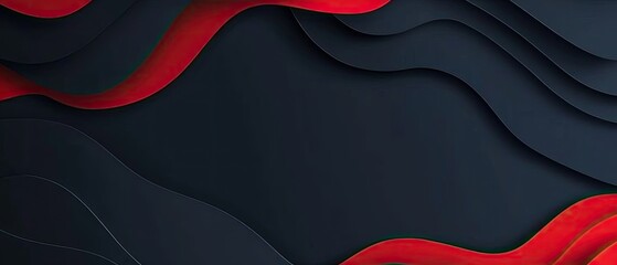 Wall Mural - abstract dark background with dynamic red and black paper cut layers, suitable for modern designs an