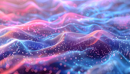 Wall Mural - Abstract Wavy Background With Blue and Pink Gradient and Sparkle Effect