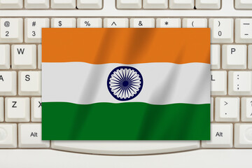 Canvas Print -  Indian flag on a computer keyboard