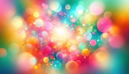 Wall Mural - Abstract background with glowing multicolored bokeh and defocus around the perimeter