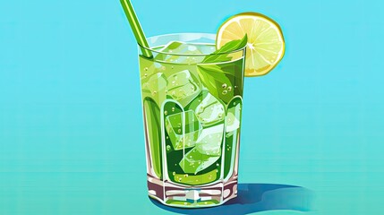 Wall Mural - cocktail with lime