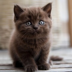 nice cute adorable brown chocolate munchkin kitten