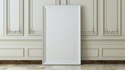 Elegant empty picture frame against classic wall background