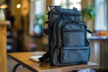 A school bag with a fold-out desk for impromptu study sessions anywhere.