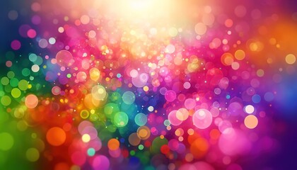 Wall Mural - abstract festive background with glowing multicolored bokeh