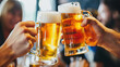 ©  Mohammad Xte - Happy Friends Drinking Beer at Bar, Social Gathering, Enjoying Drinks, Group Celebration,Casual Night Out, Friendship Bonding, Bar Scene, Relaxed Social Interaction