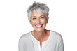 © venusvi - Happy elderly woman with short hair and bright smile Isolated on white background