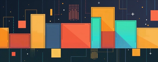 Media concept layout, futuristic framework, vibrant visuals, flat design illustration