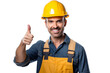 © venusvi - Construction worker with safety helmet and tool belt giving thumbs up Isolated on white background