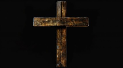 old large wooden cross on a black background. ai generated.