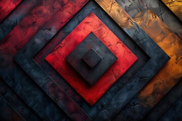 Wall Mural - abstract grunge background with black, red and orange geometric shapes