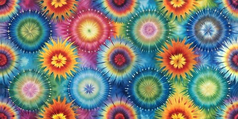 Wall Mural - Colorful tie dye pattern with circular designs