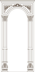 Poster - Sketch illustration silhouette vector drawing detail design of old classic doric column gate vintage greek roman model.