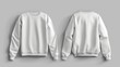 © Maftuh - Two white sweatshirts displayed in front and back views, showcasing a clean, blank design for a versatile apparel mockup concept.