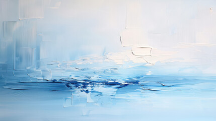 Wall Mural - A painting of a blue ocean with white clouds