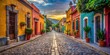 © Nasnunt - Colorful cobblestone street in a vibrant Mexican town, cobblestone, colorful, street, Mexican, town, architecture