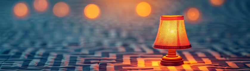 Poster - Warm glow lamp on a patterned surface.